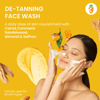 Karrot Natural Skincare Ubtan Detan Face Wash, Fades Tanning and Promotes Youthfulness, Turmeric with Sandalwood, Almond, Carrot and Saffron, Ideal for Men and Women, 100 ml