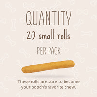 Better Belly Pork Hide Rolls with Smoke Flavor Small, 20 Count, Digestible Pork Hide for Dogs (P-94453)