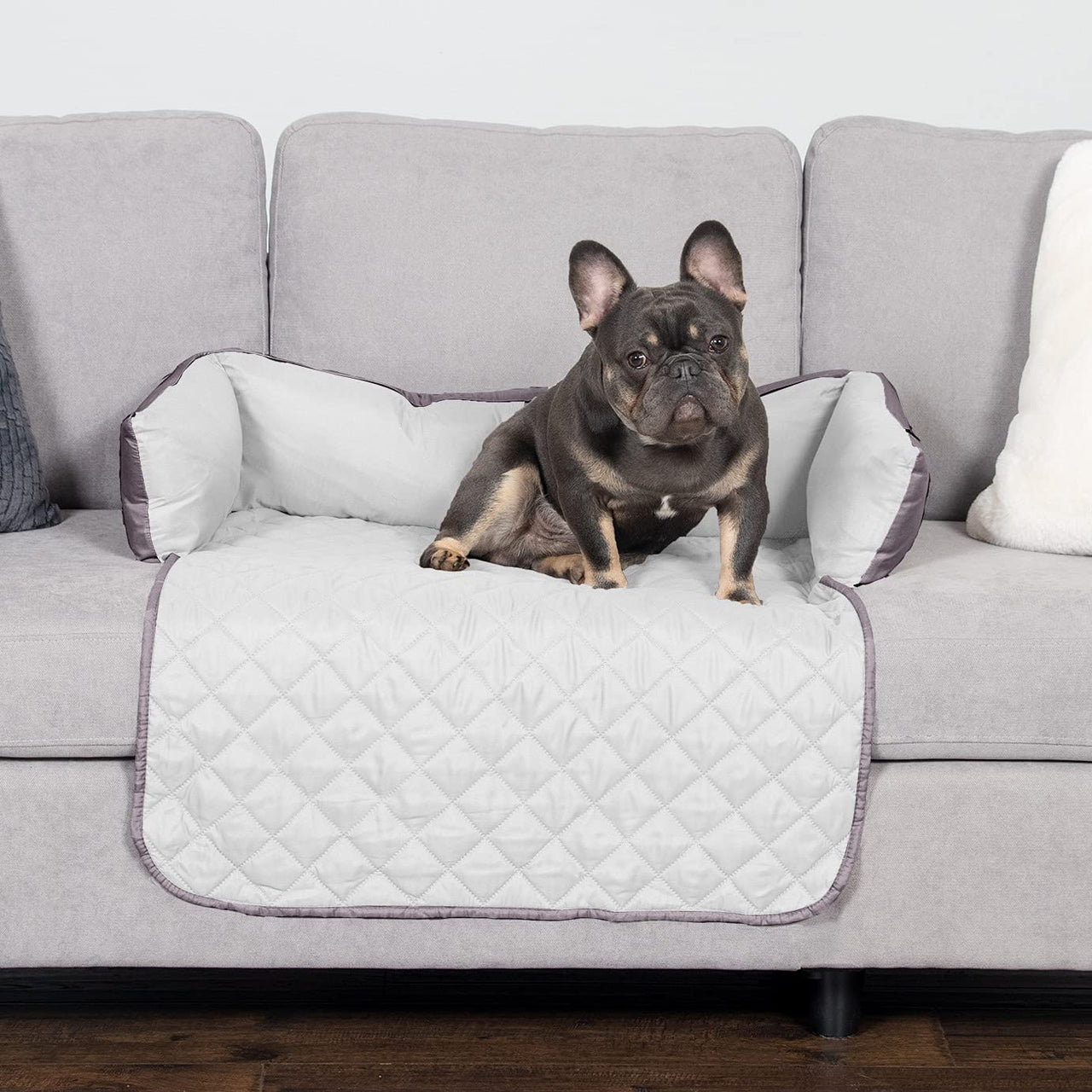 Furhaven Water-Resistant & Reversible 30" Wide Seat Cover Protector for Dogs & Cats, Perfect for Couches, Beds, & Car Seats - Sofa Buddy Bolster Seating Protector - Gray/Mist, Medium Sofa Buddy Gray & Mist 30" - Medium