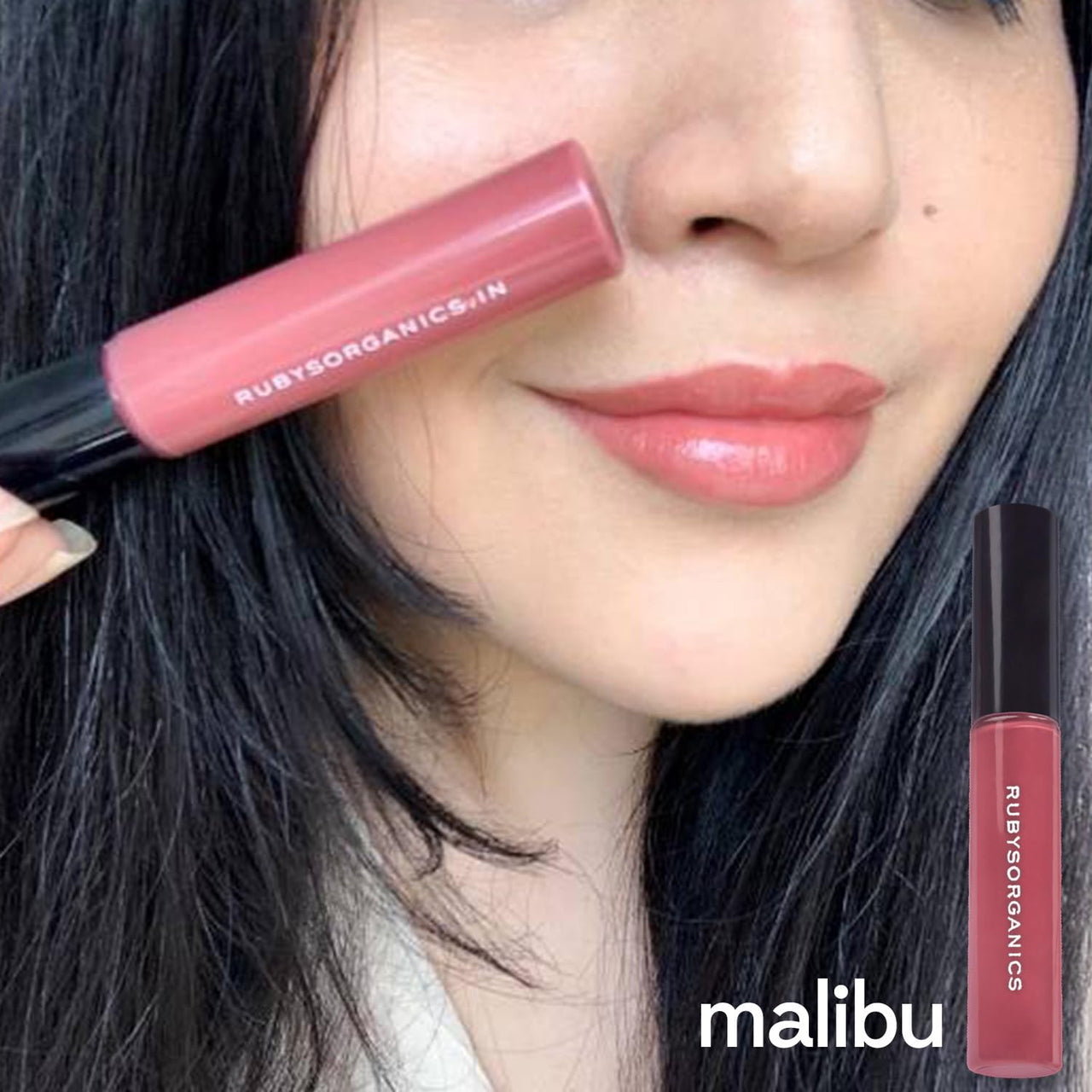 Ruby's Organics Lip Oil Gloss for Women and Girls, All Skin Tones- Moisturizing, Long Lasting, Non Sticky and Non Drying Formula, Glossy Texture, Natural Lip Makeup, Paraben Free - Malibu, 6.5ml