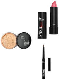Blue Heaven Flawless Finishing Powder, Blush, 20 g & Blue Heaven Intense Matte Lipstick, Pink Frost, 305, 14 gm & Blue Heaven TrueBrow Eyebrow Definer, Natural Brown, 0.30gm