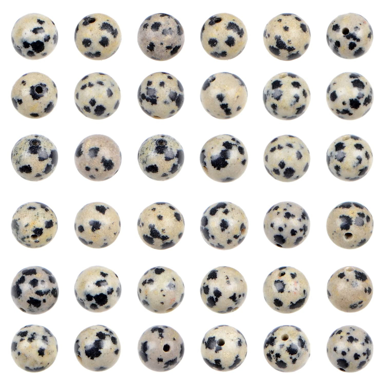Bymitel 140Pcs Natural Crystal Beads Stone Gemstone Round Energy Healing Loose Beads with Stretch Cord for Jewelry Making Bracelets Anklets (Dalmation Jasper, 8mm 140pcs) Dalmation Jasper