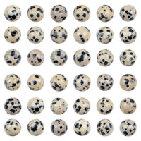 Bymitel 140Pcs Natural Crystal Beads Stone Gemstone Round Energy Healing Loose Beads with Stretch Cord for Jewelry Making Bracelets Anklets (Dalmation Jasper, 8mm 140pcs) Dalmation Jasper