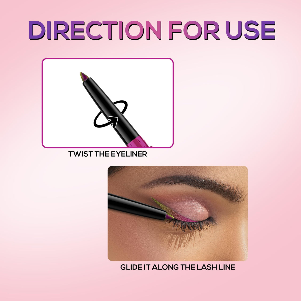 RENEE Holographic Crayon Eyeliner, Smudge-Proof,Shimmery Finish & Long-Lasting, Easy Glide & Quick-Drying Formula With Monochrome Effect, Intense Color Pay-Off, Infused With Vitamin E, 03 Venus, Pink