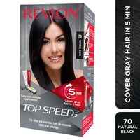 Revlon Top Speed Hair Color for Women Natural Black | Ginseng Root Extract and Mother of Pearl | 100% Grey Coverage in 5 Minutes | Ammonia Free, Easy Application and Intense Conditioning