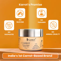 Karrot Natural Skincare Carrot Face Pack for Brightening Skin, Carrot Nourishing Facial Pack, Enhances Complexion and Evens Tone, Contains Retinol, Squalane, Honey and Shea Butter, For Women and Men, All Skin Types, 100 gms