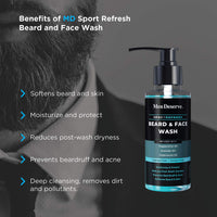Men Deserve Sport Refresh Beard & Face Wash With Peppermint Oil Avocado Oil & Cedarwood Oil (Sulphate Free & Paraben Free) 100ml