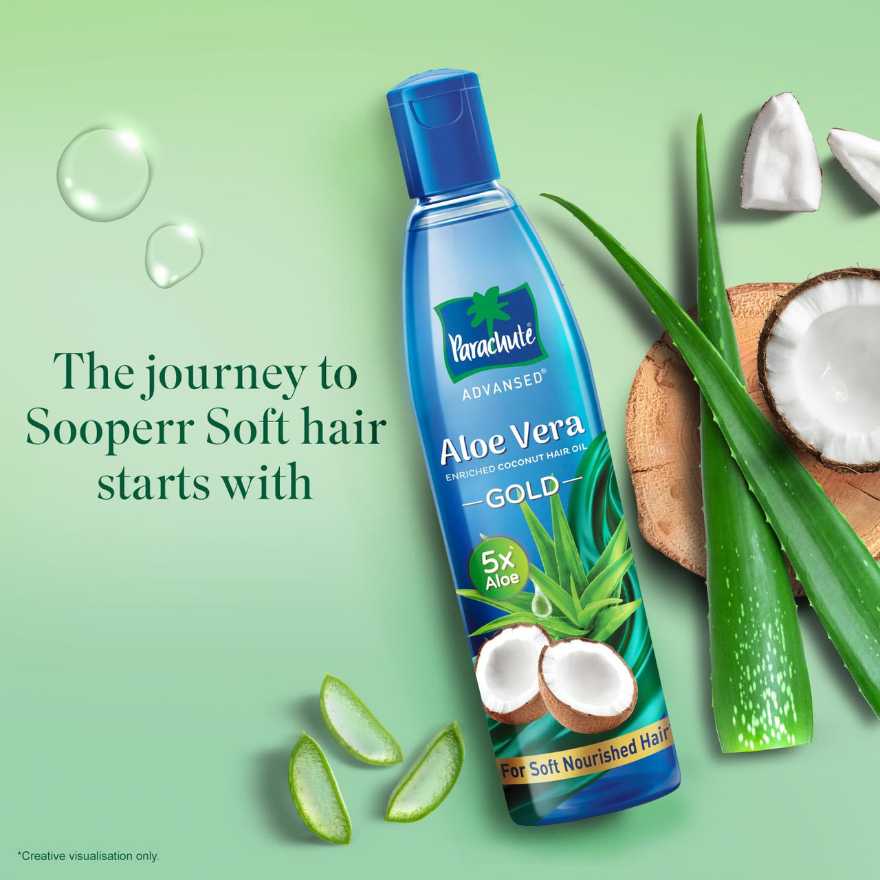 Parachute Advansed Aloe Vera Enriched Coconut Hair Oil Gold | 5X Aloe Vera | Makes Hair Sooperr Soft | 250ml (Pack of 2)