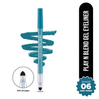 Hilary Rhoda Play n Blend Gel Eyeliner | One Stroke Application | Highly Pigmented | Matte & Shimmer Finish | 2 in 1 Smudger + Eyeliner | Butter Smooth Texture | 1.5g - (Deep Green | Shade 06)