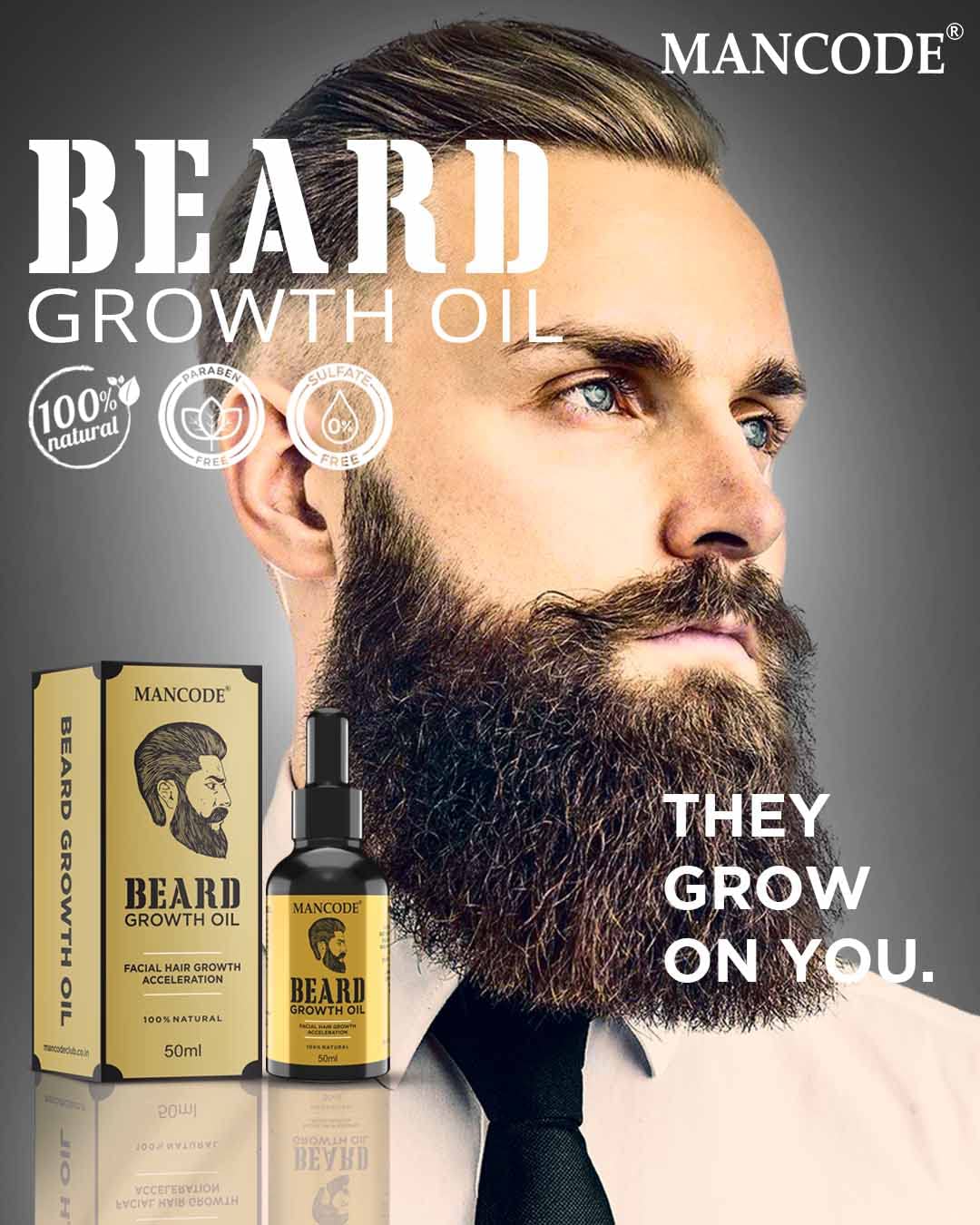 Mancode Beard Growth Oil for Men - 50ml | Enriched with Natural Herbs & Jadibuti | Paraben Free | Fills Patchy Beard | For Thicker & Longer Beard | Rich in Vitamins | Beard Oil for fast beard growth Pack 1