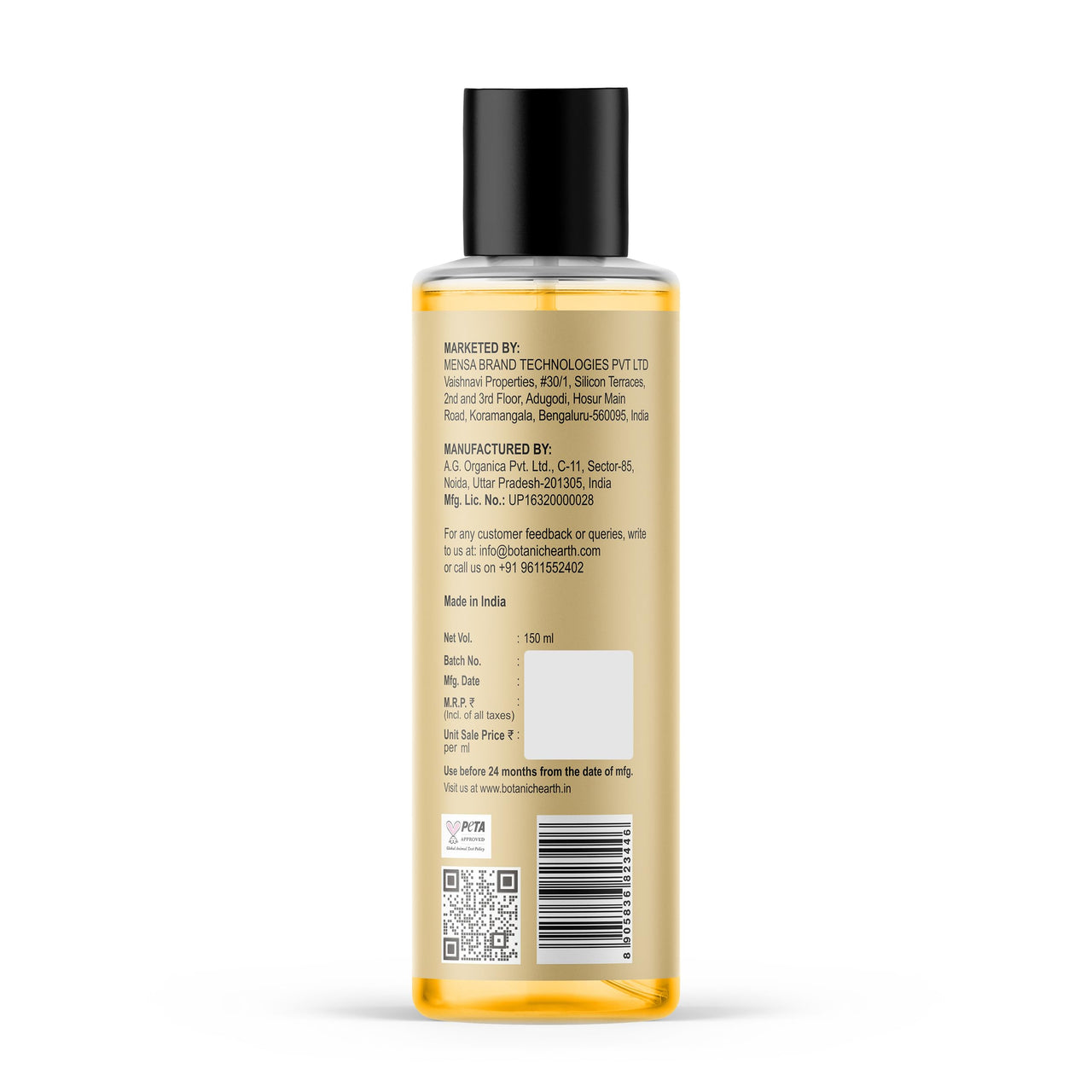 Botanic Hearth 100% Pure Castor Oil (Arandi) – Cold-Pressed, Hexane-Free for Hair Growth, Eyelashes, Eyebrows & Skin Care – 150ml
