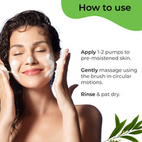 Pilgrim Australian Tea Tree & 1%Salicylic acid Foaming Face wash with brush|Tea Tree face wash with 1%salicylic acid & CICA for oily skin,acne and pimples|Oily skin cleanser for face|Women & Men|120ml