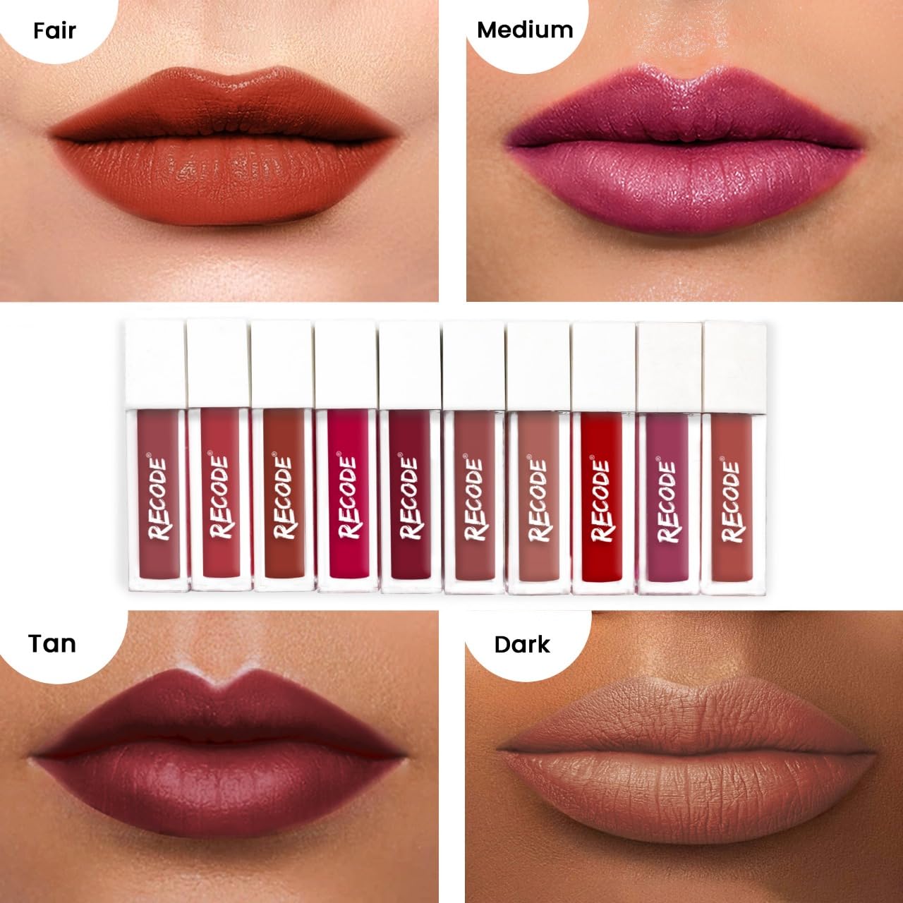 Recode Silky Matte Liquid Lipstick Combo - Smudge-Proof,Transfer-Proof,Long Lasting,Infused with Rosehip & Shea Butter- Rakshabandhan Gift for Sister | Rakhi Gift Set for Sister,Travel Pack of 10