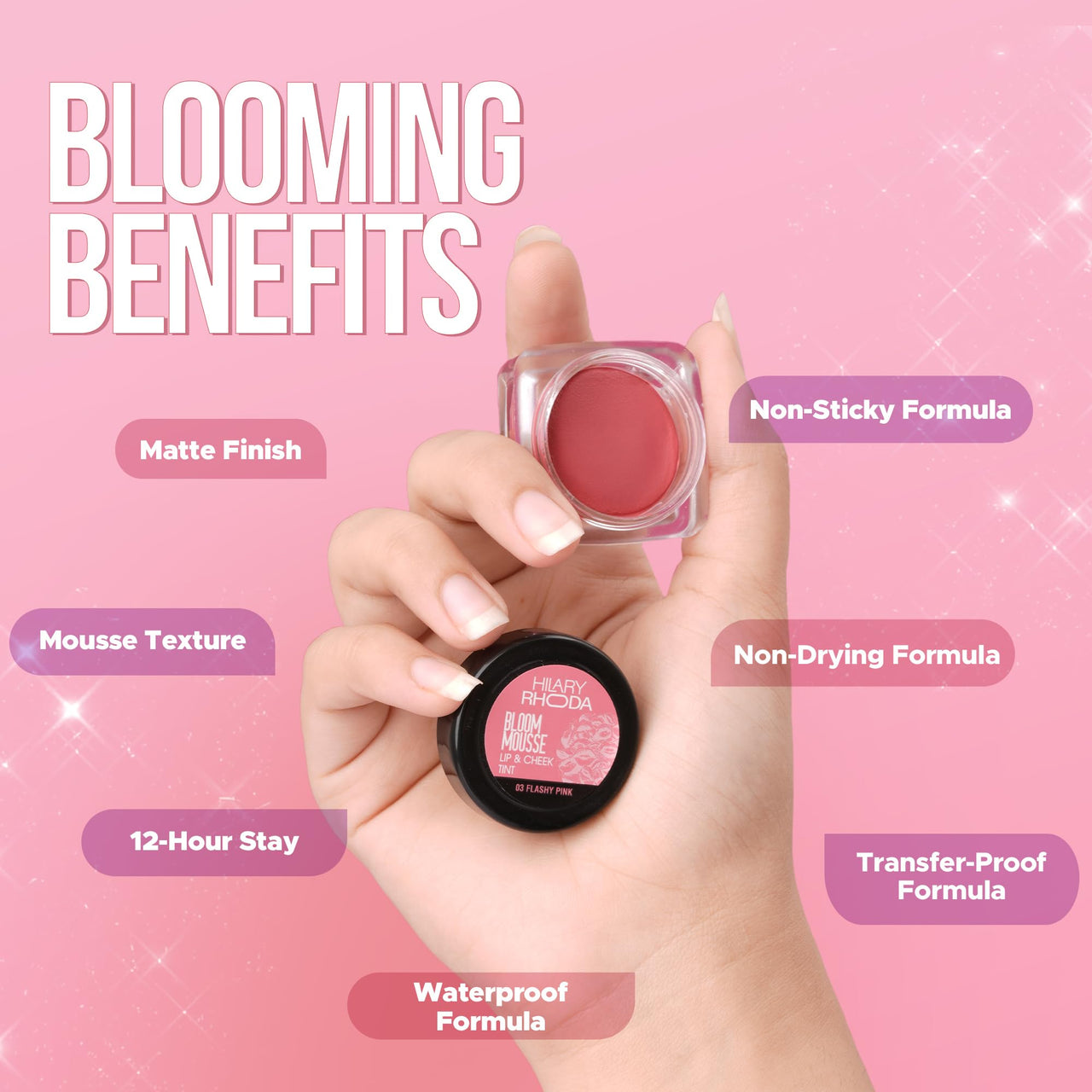 Hilary Rhoda Bloom Mousse Lip N Cheek Tint | Waterproof & Smudge-Proof | 12-Hour Stay | Non-Drying Formula | Mousse Texture | Matte Finish - 5g (Cinnamon chip - Shade 02)
