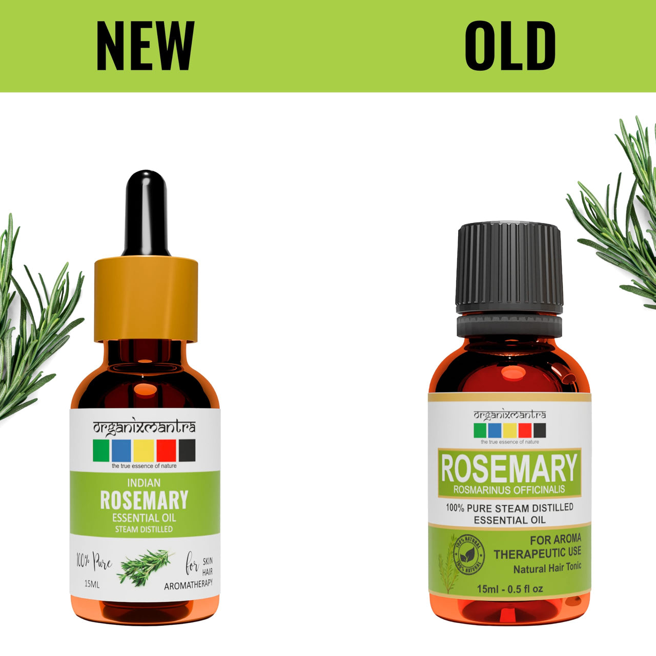 Organix Mantra Rosemary Essential Oil for Hair, Skin & DIY - 100% Natural Rosemary Oil - 15ML