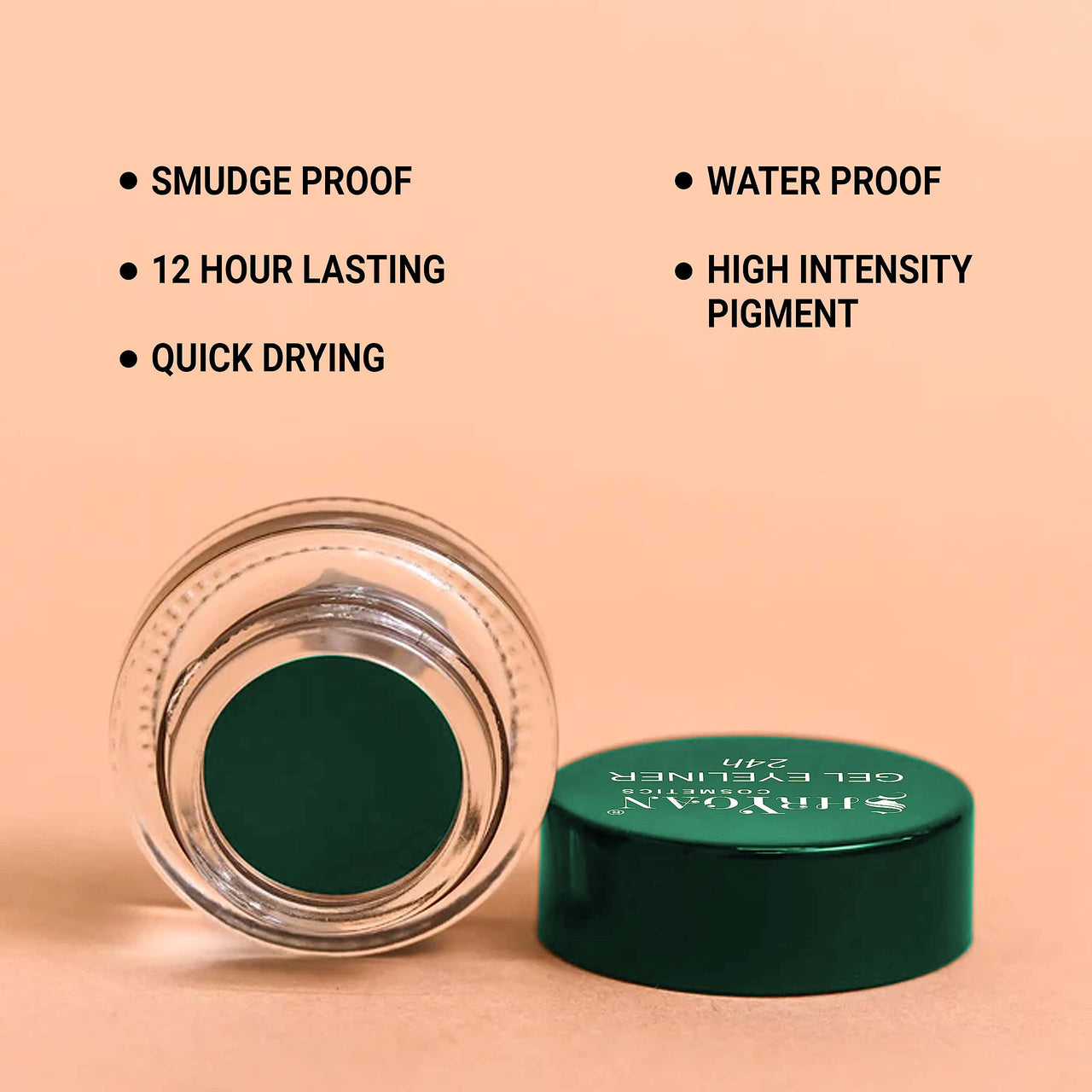 Shryoan 24-Hour Gel Eyeliner Duo - Black and Green | Long-Lasting, Smudge-Proof | Gel Formula for Dramatic Eye Looks | Glossy Finish, Intense Colour |Travel Size - 4gm (Each)