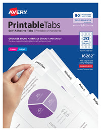 Avery Printable Self-Adhesive Plastic Tabs, 1-3/4