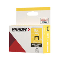 Arrow 591188BLSS Genuine T59 Stainless Steel 1/4-Inch Leg Length by 5/16-Inch Crown Width Insulated Staples for Cable and Wiring, Black, 300 Count
