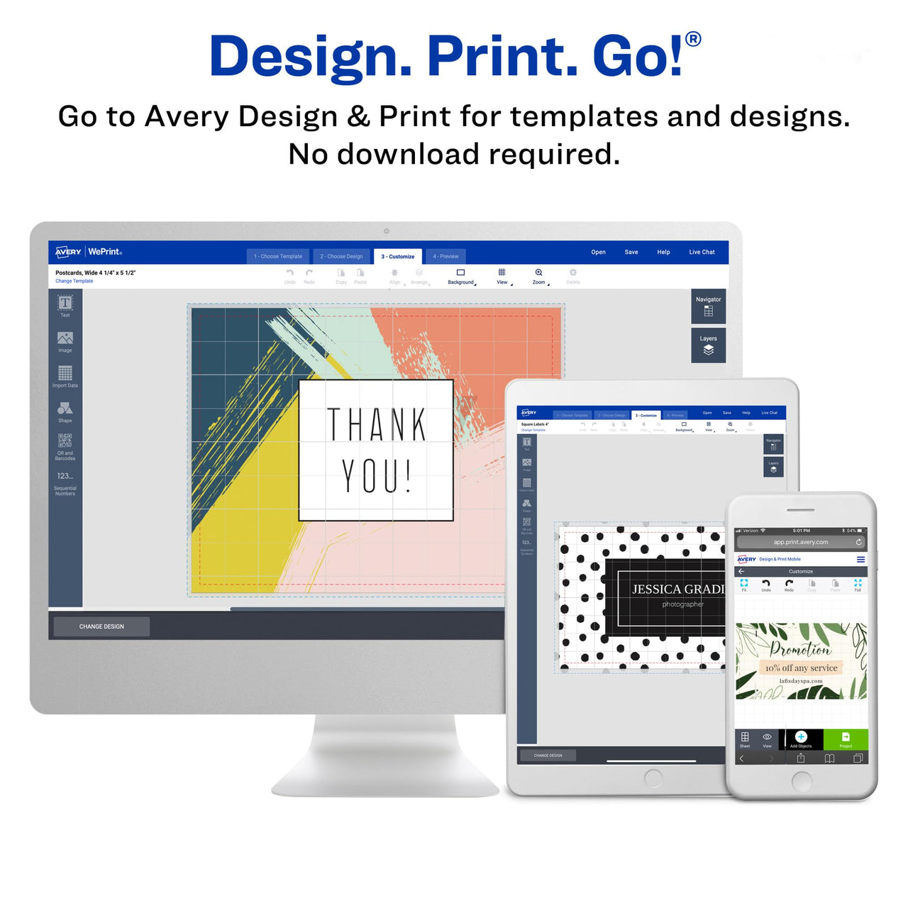 Avery Printable Postcards with Sure Feed Technology, 4" x 6", White, 100 Blank Postcards for Laser Printers (05389)