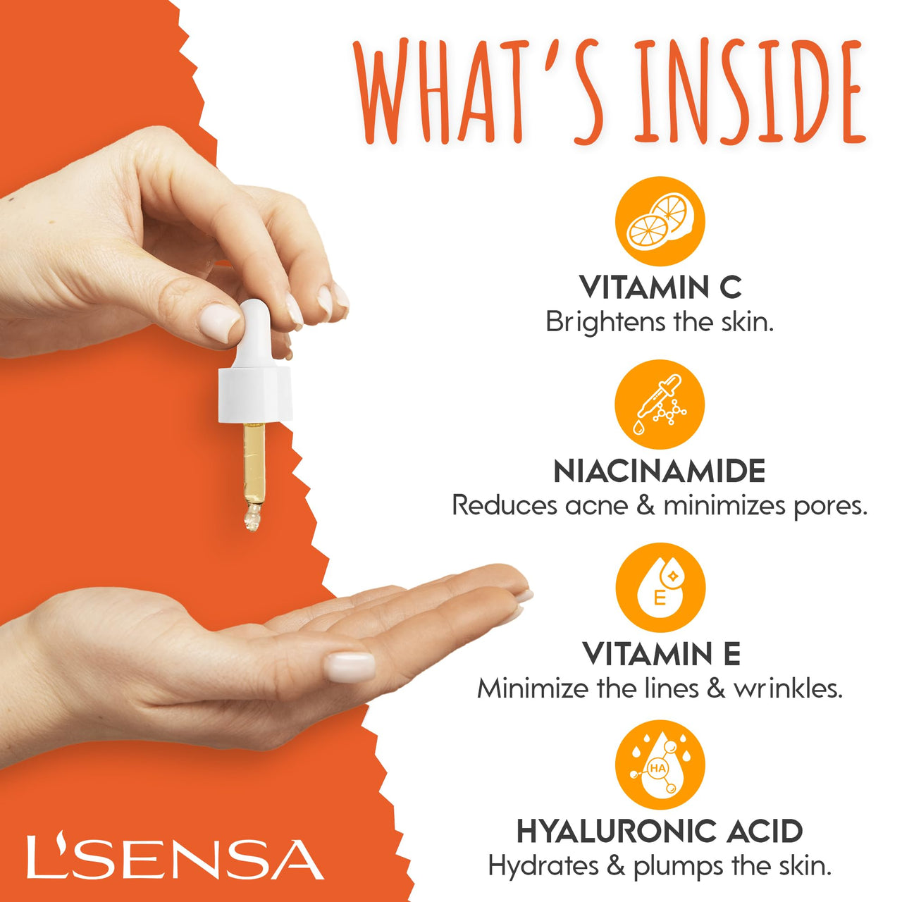 L'SENSA 7 in1 Youth Complex™ Vitamin C Serum with Hyaluronic Acid, Niacinamide,Tripeptide-5, Ferulic Acid, Vitamin-E for Anti-Ageing, Anti-Wrinkle and Anti-Spots| For All Skin Types - 10ml