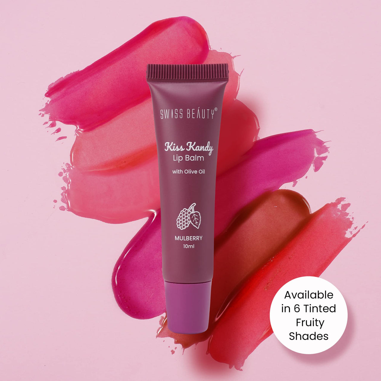 Swiss Beauty Kiss Kandy Lip Balm with Olive Oil | Moisturising | Non-Sticky | Soft & Smooth Lips | Shade - Mulberry, 10ml