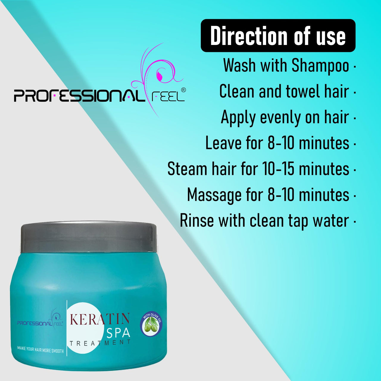 PROFESSIONAL FEEL Keratin Hair Spa Treatment, Real Deep Conditioning Repair Treatment For Frizz Free Hair Care With Smooth -180 G, 1 Count