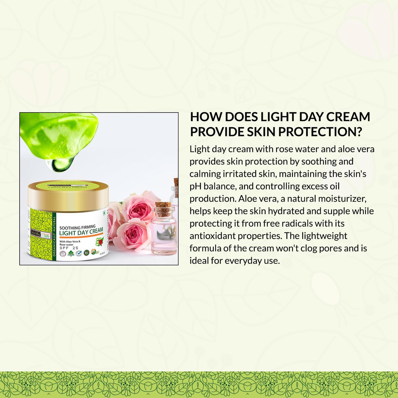 Indus Valley SPF 25 Soothing & Firming Light Day Cream With Aloe Vera And Rose Water For All Skin Type, 100ml
