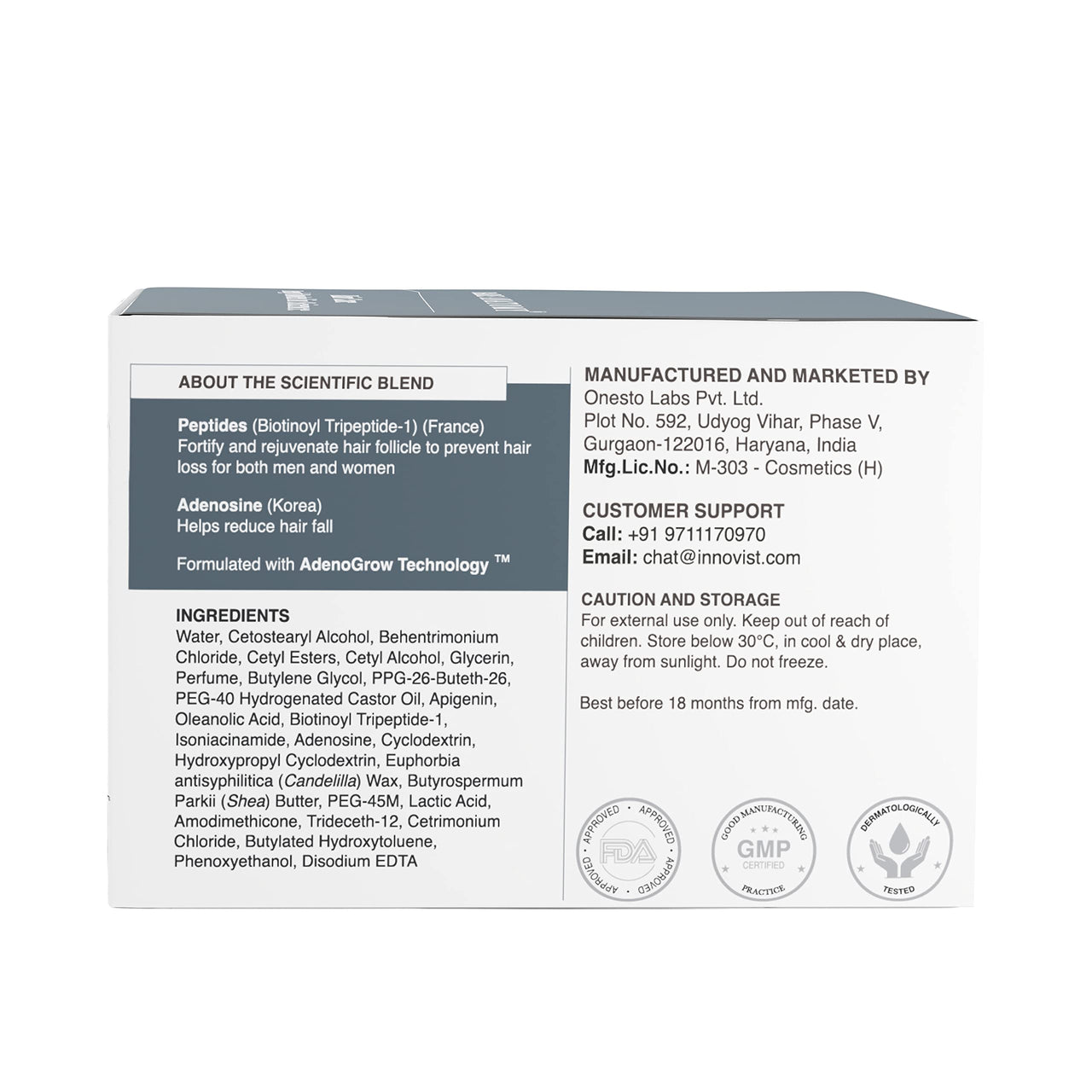 Bare Anatomy Anti-Hair Fall Mask Enriched with Adenosine and Peptides | 250 ml Anti Hair Fall Shampoo Vegan| For All Hair Types | For Women & Men | 250ml