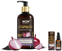 WOW Skin Science Caffeine Face Serum - Quick Absorbing - OIL FREE - Anti-Aging & WOW Skin Science Red Onion Black Seed Oil Shampoo with Red Onion Seed Oil Extract Combo