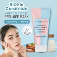 Glamveda Rice & Ceramide Peel-Off Mask | Hydrating & Barrier-Strengthening | Brightens, Evens Tone & Reduces Signs of Aging |All Skin Types | 60g Pack of 1