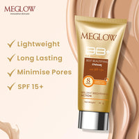 Meglow Skincare Combo Pack of 2 - Meglow Pro-Care Day Defense Sunscreen lotion with-SPF 30 PA+++ with Meglow BB+ Cream | Sun Protection & Everyday Makeup Look | For All Skin Types