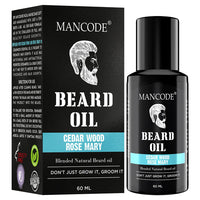 Mancode Beard Growth Oil for Men - 60ml More Beard Growth, With Cedarwood & Rose Mary Natural Oils including Vitamin E, Nourishment & Strengthening, No Harmful Chemicals