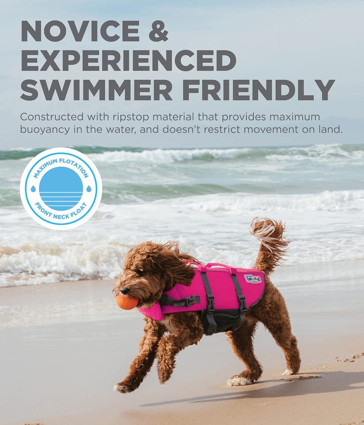 Outward Hound Granby Splash Pink Dog Life Jacket, Medium