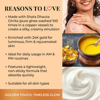 Just Herbs 24K Gold with Pure Ghee Deep Nourish Body Butter Cream for Anti Ageing | Improve Skin Elasticity | Reduce Dullness & Blemishes | Non Sticky | Instant Hydration All Skin Types Moisturiser for Men and Women 250ml