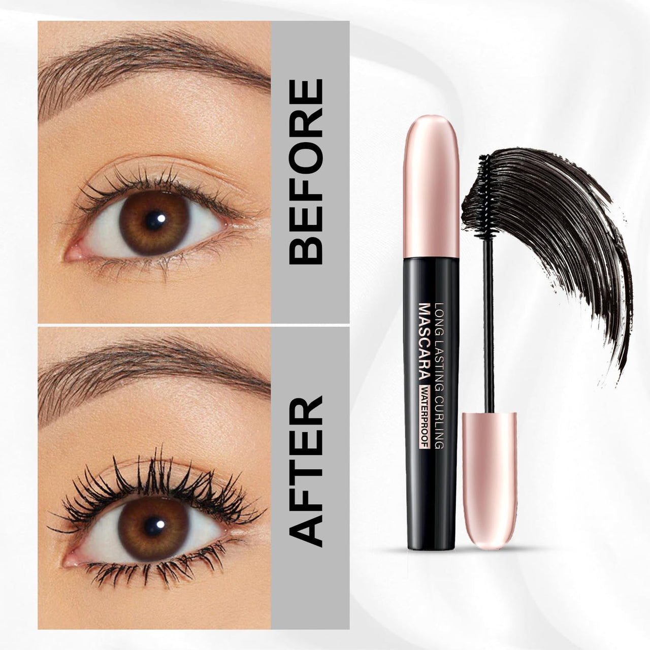 Lakyou Beauty Long Lasting Curling Mascara | Waterproof | Provides Length+Volume | Smudeg Proof | Thicker Formula | Zero Clumps | Black | 10ml