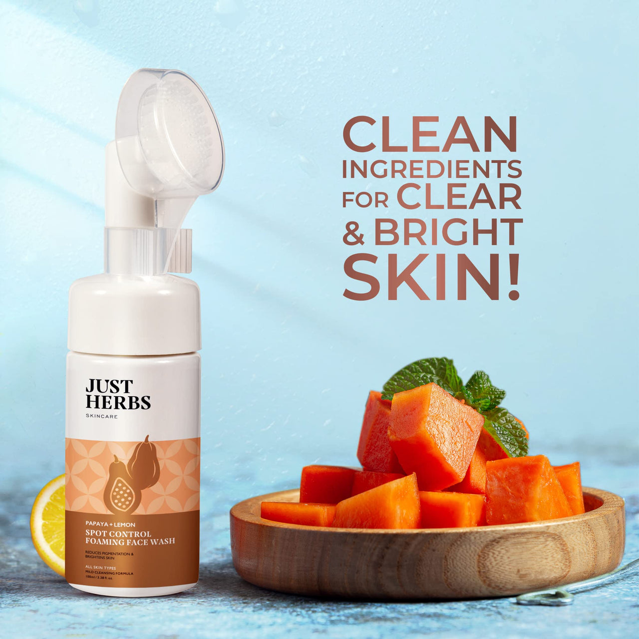 Just Herbs Spf 35+ Nosun Sunscreen Gel, Lightweight, Broad Spectrum Pa 35++++- 50Ml & Brightening Foaming Face Wash For Dry Skin - 100Ml Combo, Pack Of 1