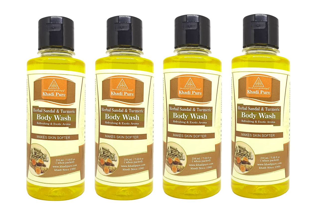 Khadi Pure Herbal Sandal & Turmeric Body Wash, 210 Ml (Pack Of 4)