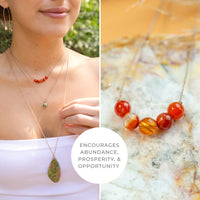 ﻿﻿SoulKu Gemstone Necklace, Handmade Healing Crystal Jewelry, Motivation Jewelry For Women, Five Faceted Gemstone Beads, 16