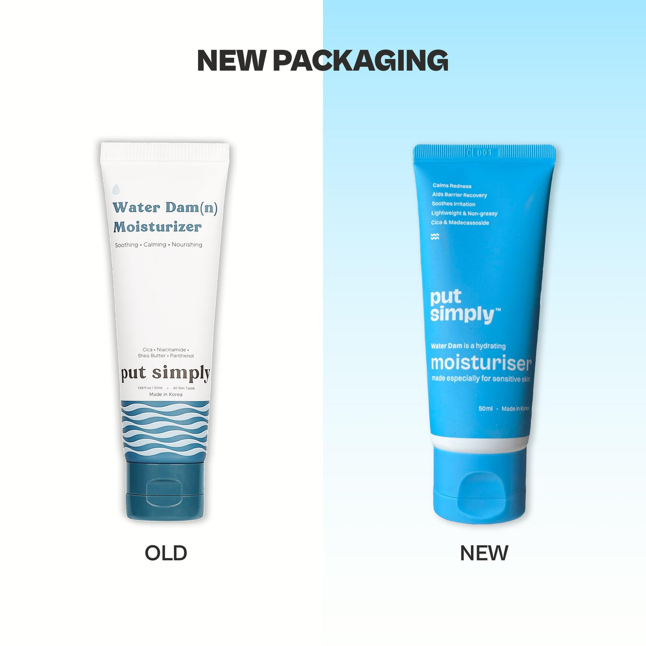 Put Simply Hydrating Gel Face Korean Moisturizer for Dry, Oily & Sensitive Skin with 3% Niacinamide, 7% Cica, Ceramides, HA | Fragrance Free, Ultra Lightweight & Fast Absorbing | For Men & Women | 50 ml