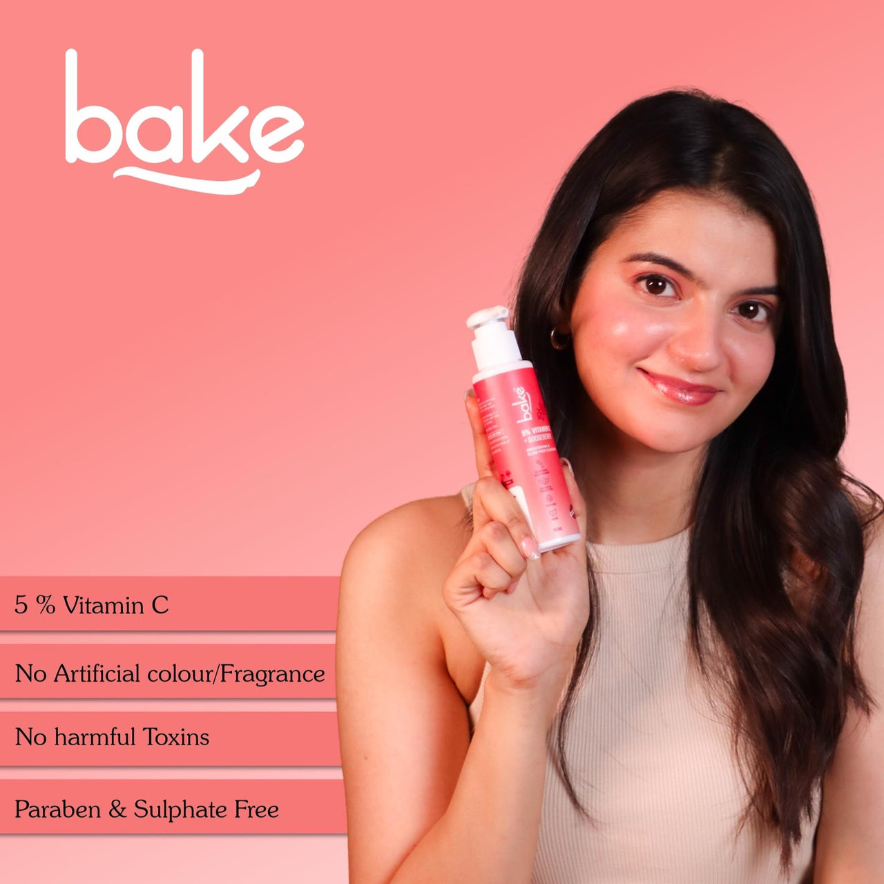BAKE 5% Vitamin C Face Wash for Pigmentation & Skin Brightening with Gooseberry | Daily Glow Face Wash | All Skin Types | For Women & Men (100 ml)