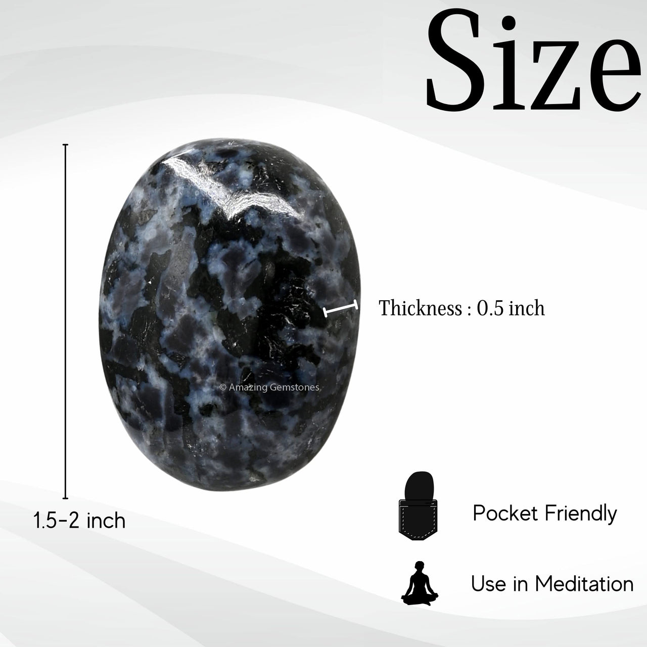 Indigo Gabbro Jasper Palm Stone - Hot Massage Worry Stone for Natural Body Chakra Balancing, Reiki Healing and Crystal Grid Indigo Gabbro Jasper