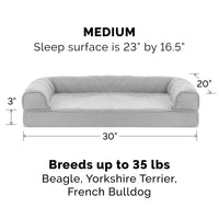Furhaven Replacement Dog Bed Cover Quilted Sofa-Style, Machine Washable - Silver Gray, Medium