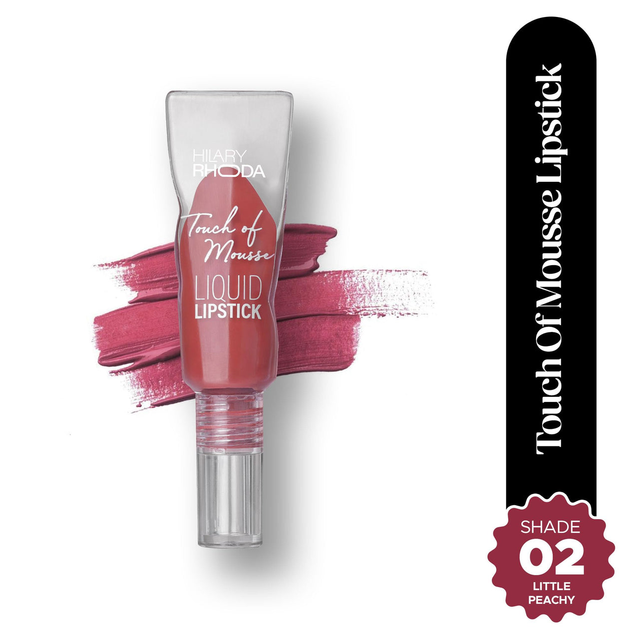 Hilary Rhoda Touch Of Mousse Lipstick | Matte Finish & Long Lasting | Infused with Vitamin E | Weightless & Liquid Lipstick with Mousse Finish | Smudge & Water Proof | Vegan - 5ml (Little Peachy - Shade 02)