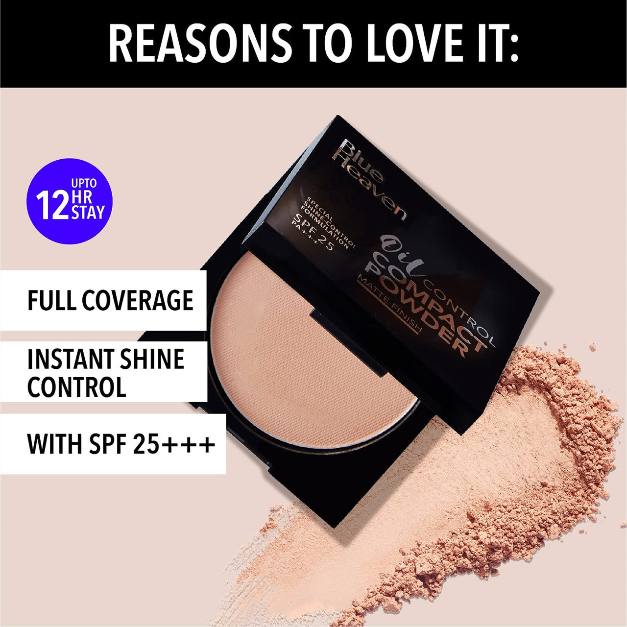 Blue Heaven Festive MakeUp Kit For Women, Medium Tone Combo, 75gm (Pack of 8)&Blue Heaven Oil Control Compact Powder, SPF 25, Matte Finish, Honey 301, 8gm
