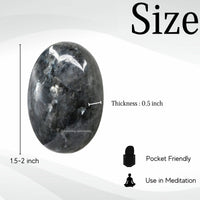 Larvikite Palm Stone - Hot Massage Worry Stone for Natural Body Chakra Balancing, Reiki Healing and Crystal Grid Larvikite