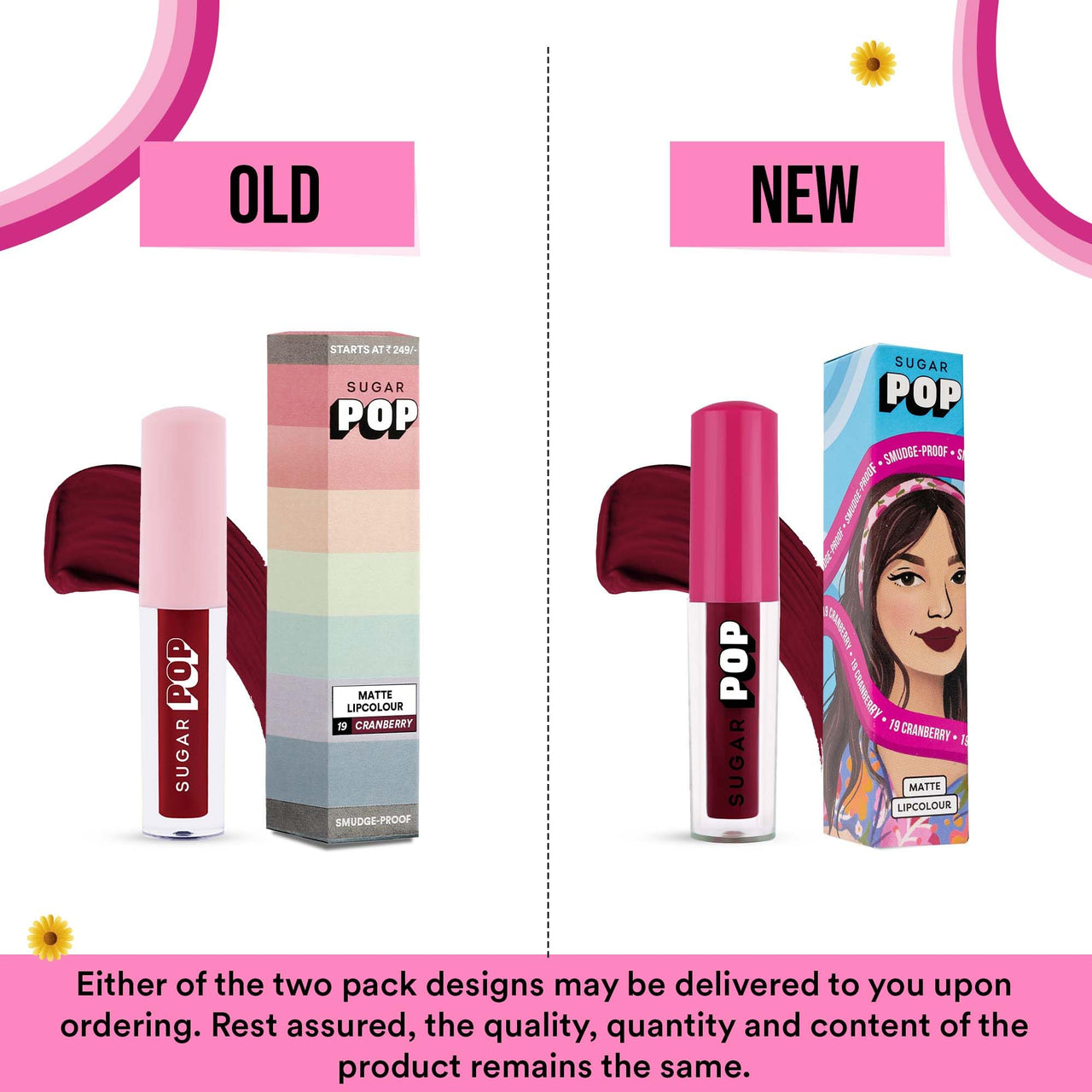 SUGAR POP Matte Lipcolour | Lasts Upto 8 hrs l Pink Lipstick for Women l Vitamin E Infused | Non-Drying, Smudge Proof, Long Lasting | 1.6ml - 19 Cranberry