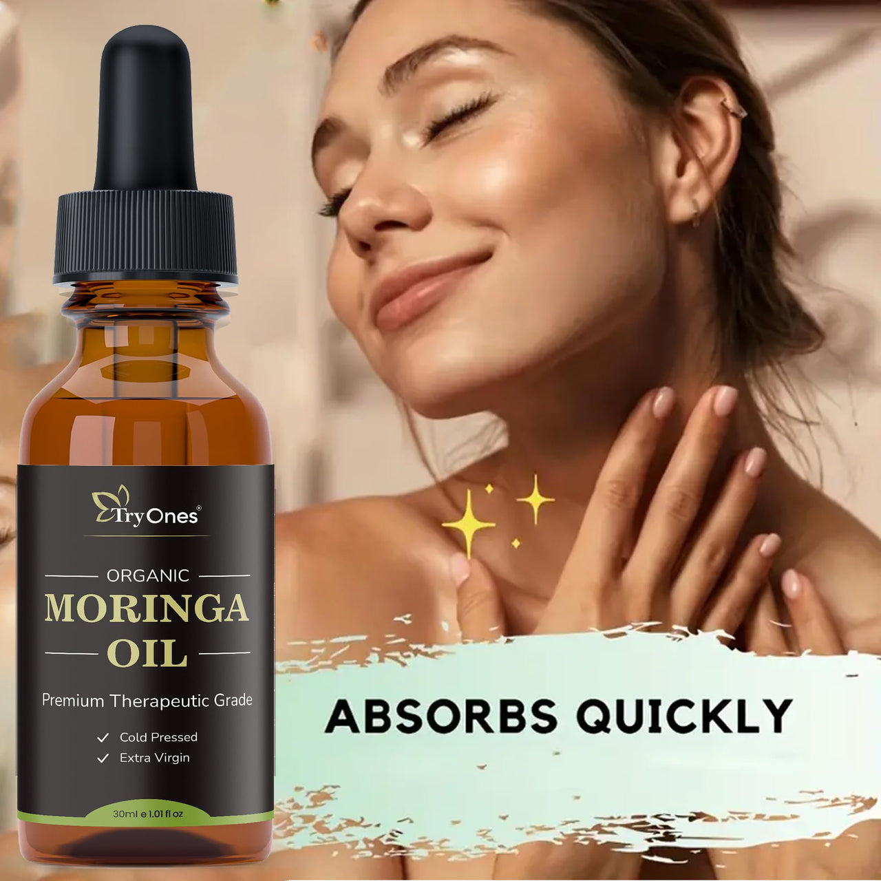 TryOnes Professional Hair Serum for Frizzy Hair||Serum for Women & Men||All Hair Types for Frizz-free, Smooth & Glossy Hair||Moringa Hair Serum_30ML