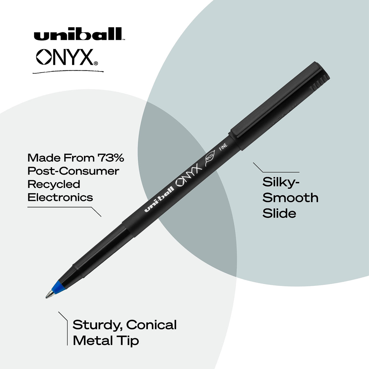 Uniball Onyx Rollerball Stick Pen 12 Pack, 0.7mm Fine Blue Pens, Gel Ink Pens | Office Supplies, Pens, Ballpoint Pen, Colored Pens, Gel Pens, Fine Point, Smooth Writing Pens