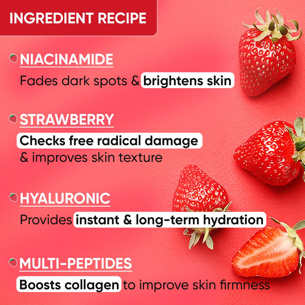 Dot & Key Strawberry Brightening Moisturizer | Niacinamide, Peptides & Hyaluronic Acid, Non-sticky, Brightens Skin, Intense Moisturization | Non-Comedogenic & Fragrance Free, Lightweight | 80g