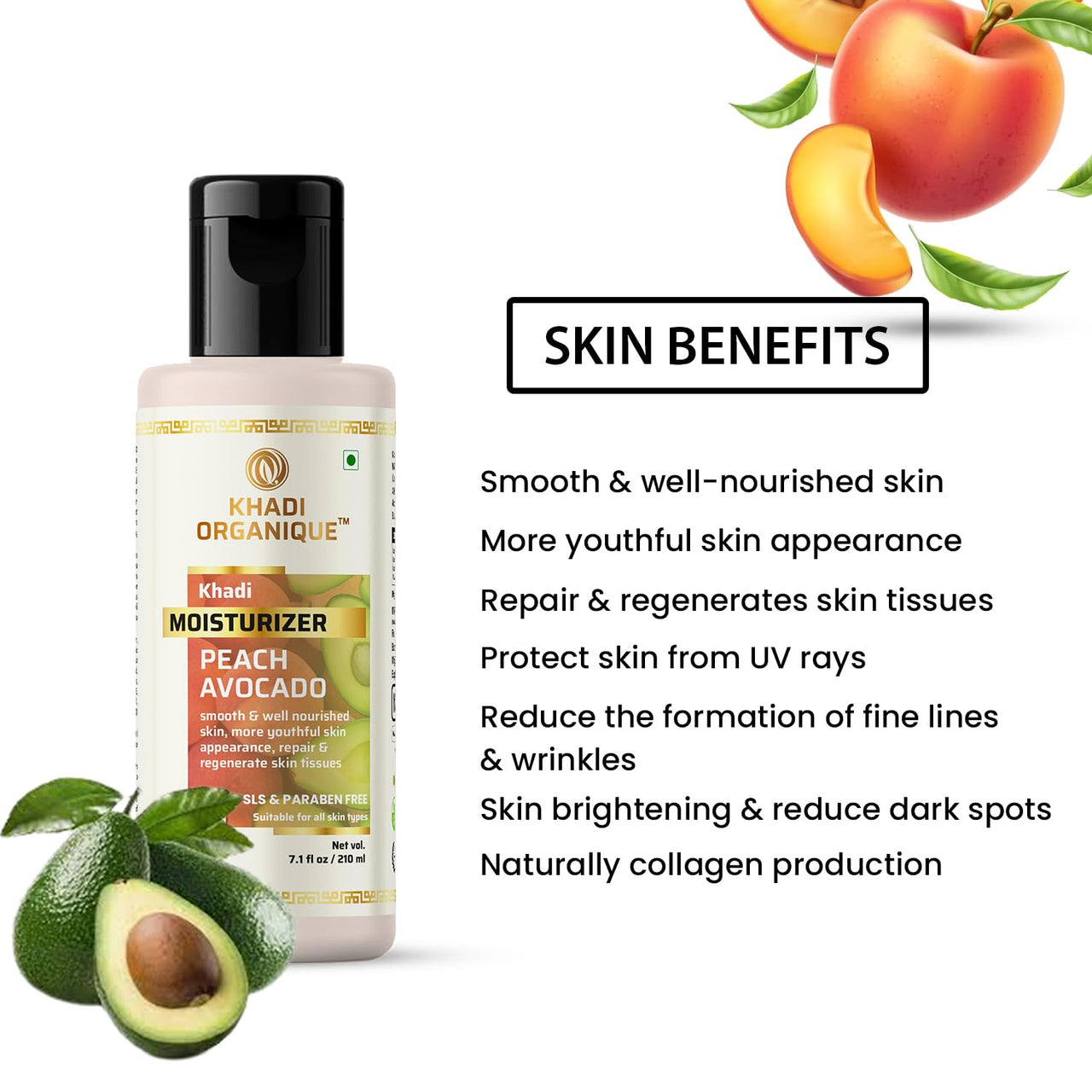 Khadi Organique Peach Avacado Mosturizer For Dry Skin Pack of 2 (Parabeen Free) 420 ml